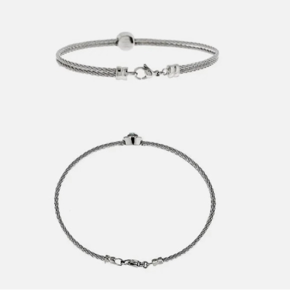 💥Steel by Design Stainless Steel Cushion Crystal Cable Bracelet, 8" QVC💥 NIB - Picture 2 of 12